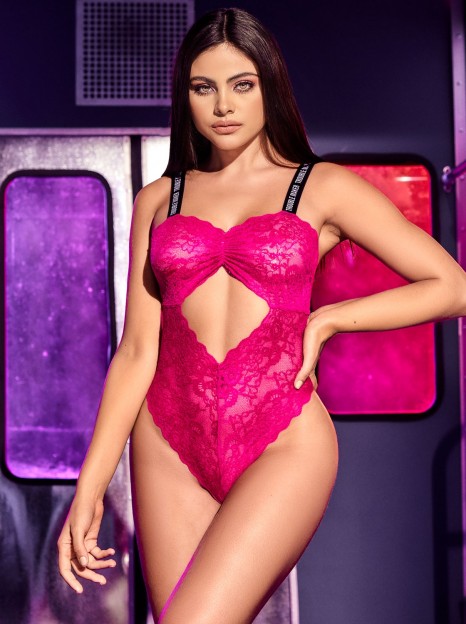 Body MB8693 hot pink com elástico "Trouble Maker"