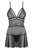 Babydoll e Tanga OB838 preto