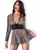 CR-4486 Conjunto babydoll e tanga padrão leopardo