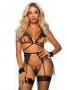 Lingerie com Soutien aberto 4 peças preto