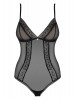 OB862 Body de renda e tule transparente com copas almofadadas