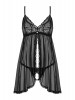 Babydoll e tanga com aberturas Sedila