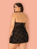 Softily camisa de noite e tanga com relevo de veludo