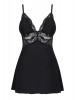 OB810 Babydoll e tanga preto (copas almofadadas)