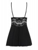 OB810 Babydoll e tanga preto (copas almofadadas)