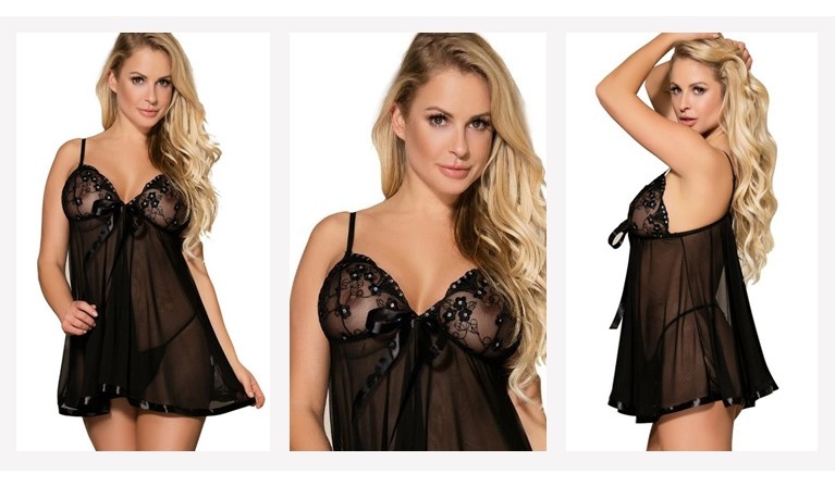 Luia babydoll com brilhantes e tanga