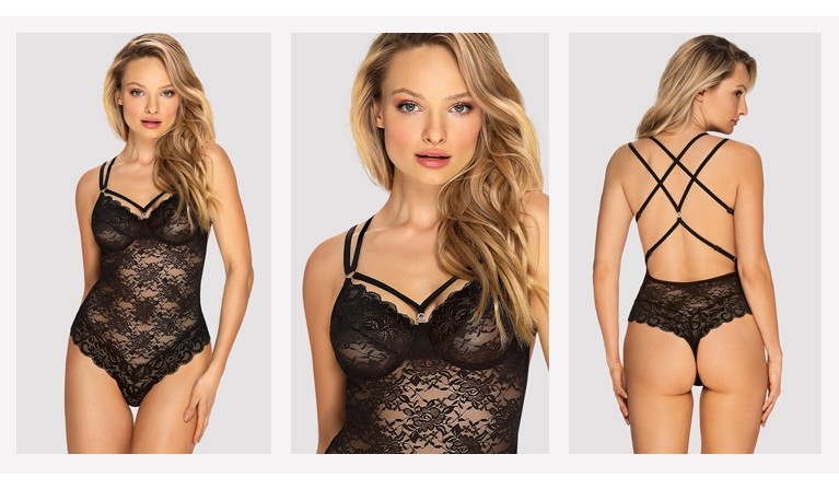 OB860 Body de renda preto
