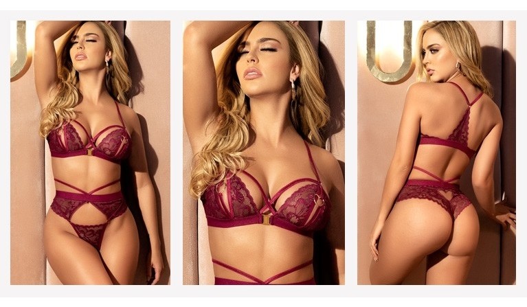 Lingerie 8656 bordeaux 2 peças