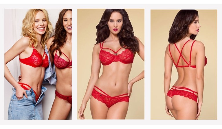 OB860 Soutien e tanga vermelho