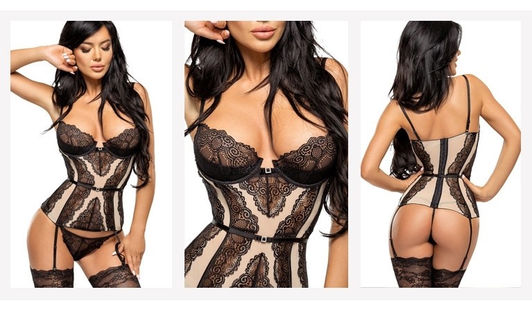 Ravenna Corpete e Tanga preto/pele 45.90€ | meias 10.90€