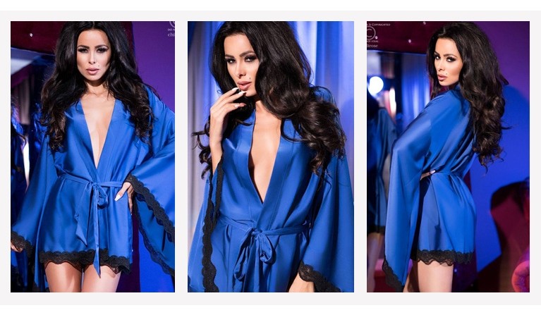 Robe de cetim azul CR-4112