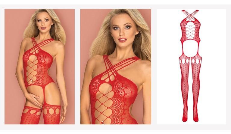 G313 Bodystocking vermelho