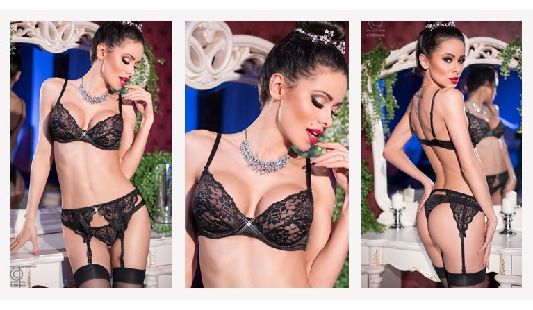 Lingerie 3 peças CR4192 preto