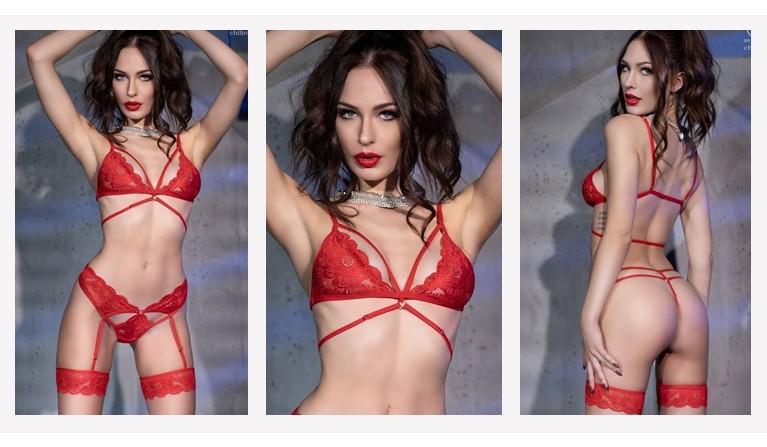 Lingerie CR-4427 conjunto vermelho