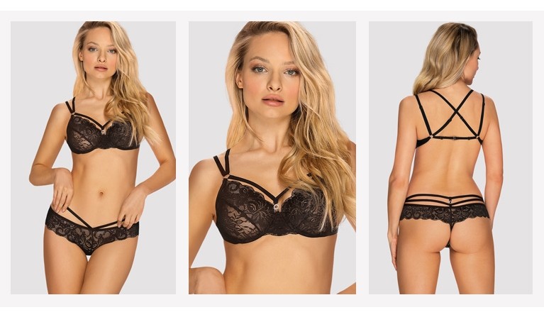 OB860 Soutien e tanga preto