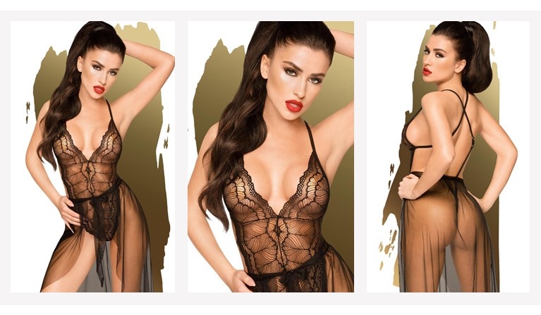 Body com saia destacável em tule longo transparente Seduce