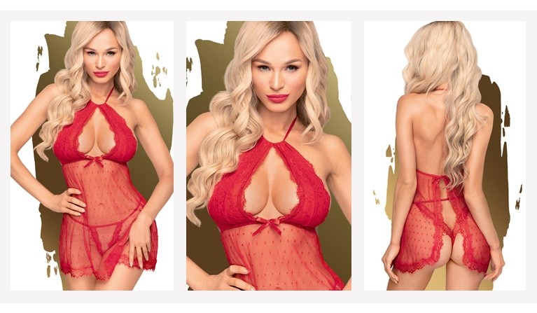 Amor Perfeito camisa de noite e tanga em vermelho