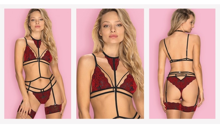 Sugestina conjunto de 3 peças em veludo vermelho