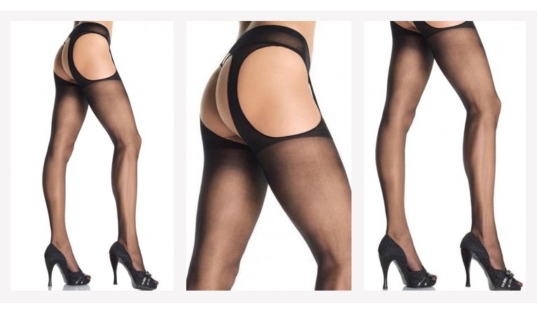 LA1901 Meias sexy com ligueiro preto