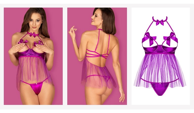 Babydoll e tanga Delishya fuschia