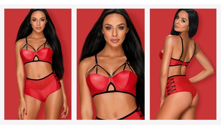 Leatheria conjunto vermelho/preto