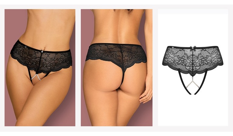 Pearlove tanga com pérolas