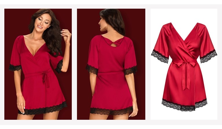 Sensuelia Robe de cetim vermelho
