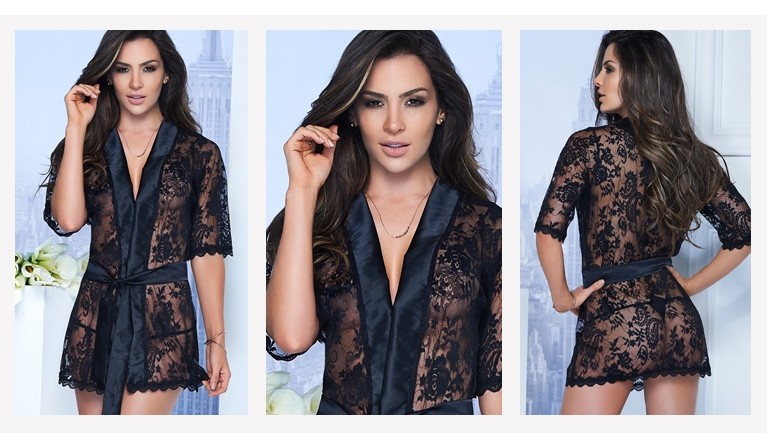 MB7115 Robe e tanga preto