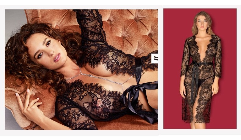 Lashy Robe longo em renda preta