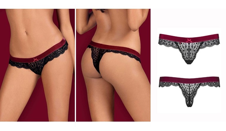 Rossita tanga de renda e veludo