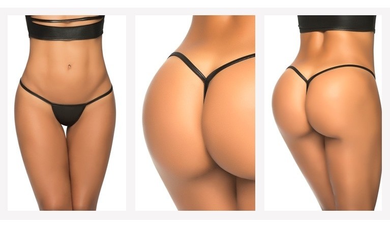 Tanga Wet Look MB1048 preta