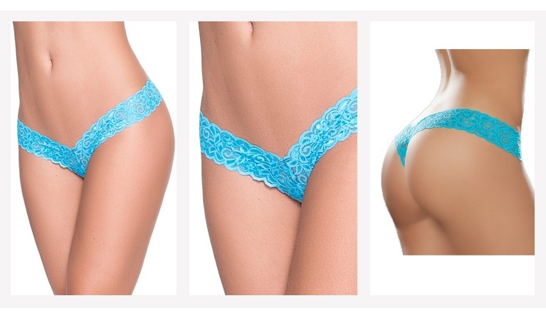 Tanga de renda Malika azul MB93