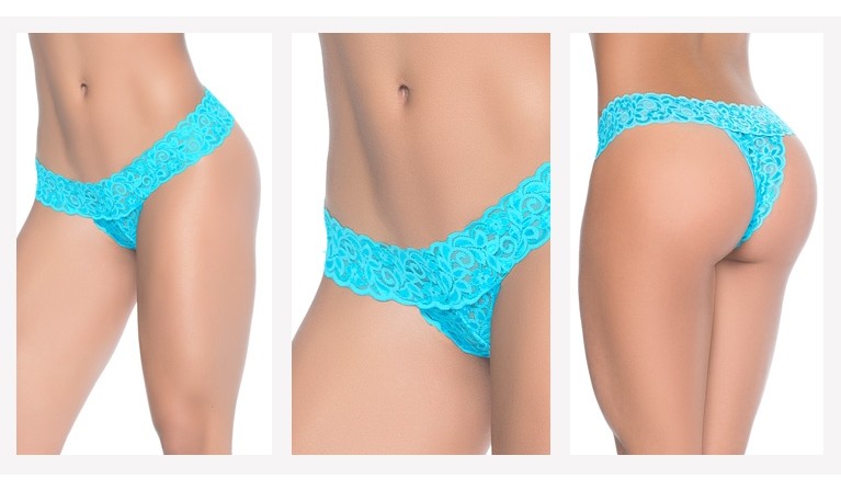 Tanga de renda (com aberturas) MB99 azul turquesa