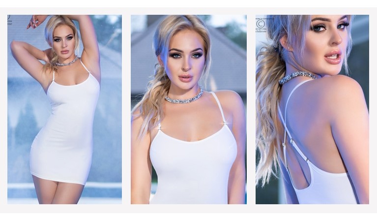 Vestido e tanga CR-4380 branco