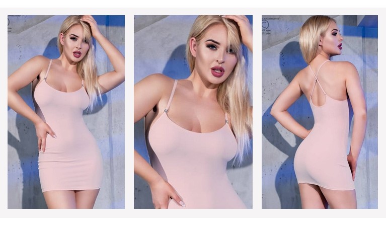 Vestido e tanga CR-4380 nude
