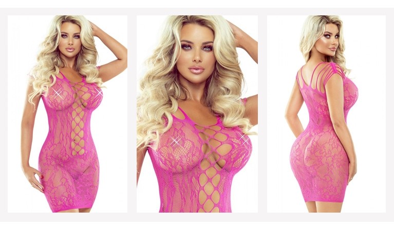 BD1536 Mini-vestido de rede Hot Pink  | Promoção até dia 31.12.22