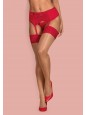 Jolierose meias de liga vermelho/pele